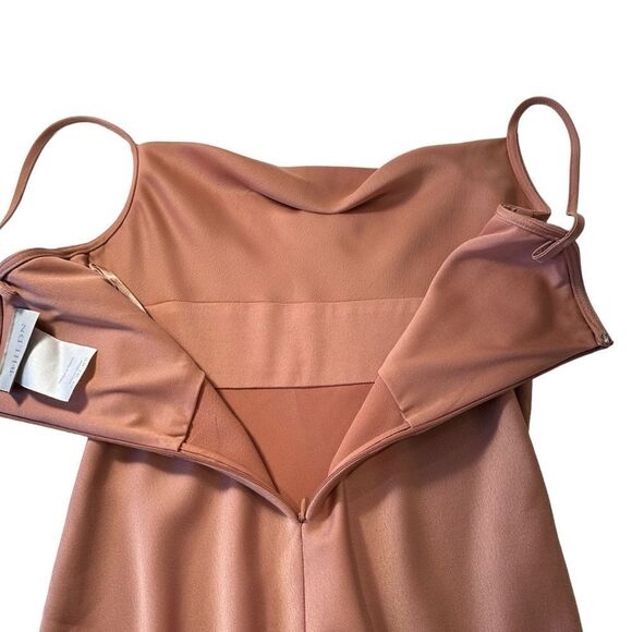 BHLDN Cali Satin Cowl Neck Midi Slip Dress In Sedona, Size 0 - Picture 6 of 10